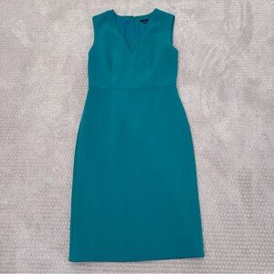 Ann Taylor Teal Sleeveless Sheath Dress with Back Slit, Green, Size 4